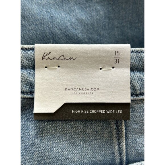 KanCan High Rise Cropped Wide Leg Jeans in Medium Blue - Sz 15/31 - NWT - Picture 5 of 6